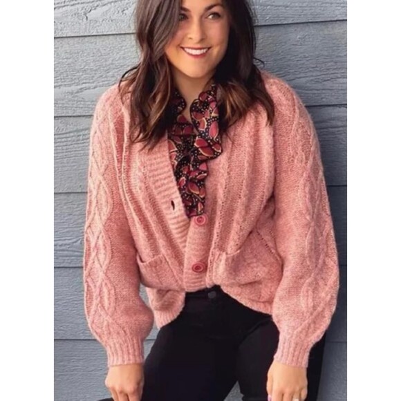 CABI Confection Wool Alpaca Silk Blend Cable Knit Cardigan Sweater Size XS - Picture 1 of 6